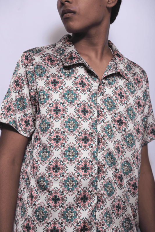 Mosaic Button-Up Half Shirt